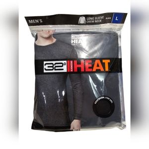 32 Degrees Heat Performance Crew Neck Moisture Wicking Base Layer Large Black